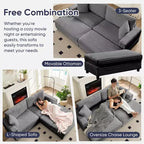 Poltrona Chaise Longue Oversize da Interno, Divano Moderno Rivestito in Velluto a Coste da 85 W con 2 Pouf Rimovibili, Comoda Poltrona Divano Pigro