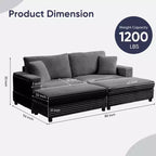 Poltrona Chaise Longue Oversize da Interno, Divano Moderno Rivestito in Velluto a Coste da 85 W con 2 Pouf Rimovibili, Comoda Poltrona Divano Pigro