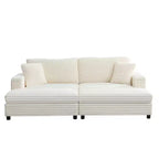 Poltrona Chaise Longue Oversize da Interno, Divano Moderno Rivestito in Velluto a Coste da 85 W con 2 Pouf Rimovibili, Comoda Poltrona Divano Pigro