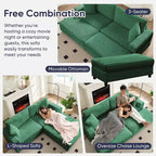 Poltrona Chaise Longue Oversize da Interno, Divano Moderno Rivestito in Velluto a Coste da 85 W con 2 Pouf Rimovibili, Comoda Poltrona Divano Pigro