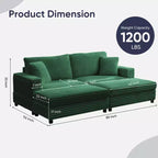 Poltrona Chaise Longue Oversize da Interno, Divano Moderno Rivestito in Velluto a Coste da 85 W con 2 Pouf Rimovibili, Comoda Poltrona Divano Pigro