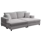 Poltrona Chaise Longue Oversize da Interno, Divano Moderno Rivestito in Velluto a Coste da 85 W con 2 Pouf Rimovibili, Comoda Poltrona Divano Pigro