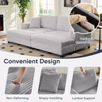 Poltrona Chaise Longue Oversize da Interno, Divano Moderno Rivestito in Velluto a Coste da 85 W con 2 Pouf Rimovibili, Comoda Poltrona Divano Pigro