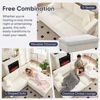 Poltrona Chaise Longue Oversize da Interno, Divano Moderno Rivestito in Velluto a Coste da 85 W con 2 Pouf Rimovibili, Comoda Poltrona Divano Pigro