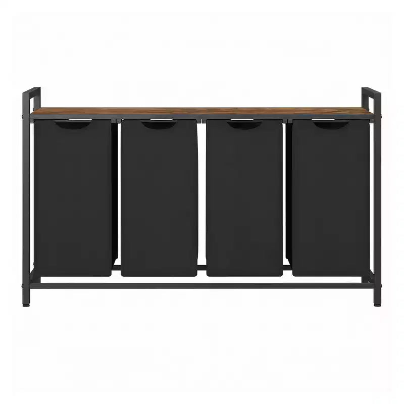 Cesto portabiancheria con separatore, 45,7 x 13 x 28,4 pollici, cesto per la biancheria con 4 sacchi estraibili e rimovibili, scaffale, struttura in metallo (40L)