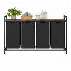 Cesto portabiancheria con separatore, 45,7 x 13 x 28,4 pollici, cesto per la biancheria con 4 sacchi estraibili e rimovibili, scaffale, struttura in metallo (40L)