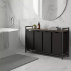 Cesto portabiancheria con separatore, 45,7 x 13 x 28,4 pollici, cesto per la biancheria con 4 sacchi estraibili e rimovibili, scaffale, struttura in metallo (40L)