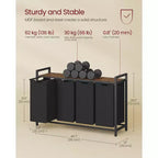 Cesto portabiancheria con separatore, 45,7 x 13 x 28,4 pollici, cesto per la biancheria con 4 sacchi estraibili e rimovibili, scaffale, struttura in metallo (40L)
