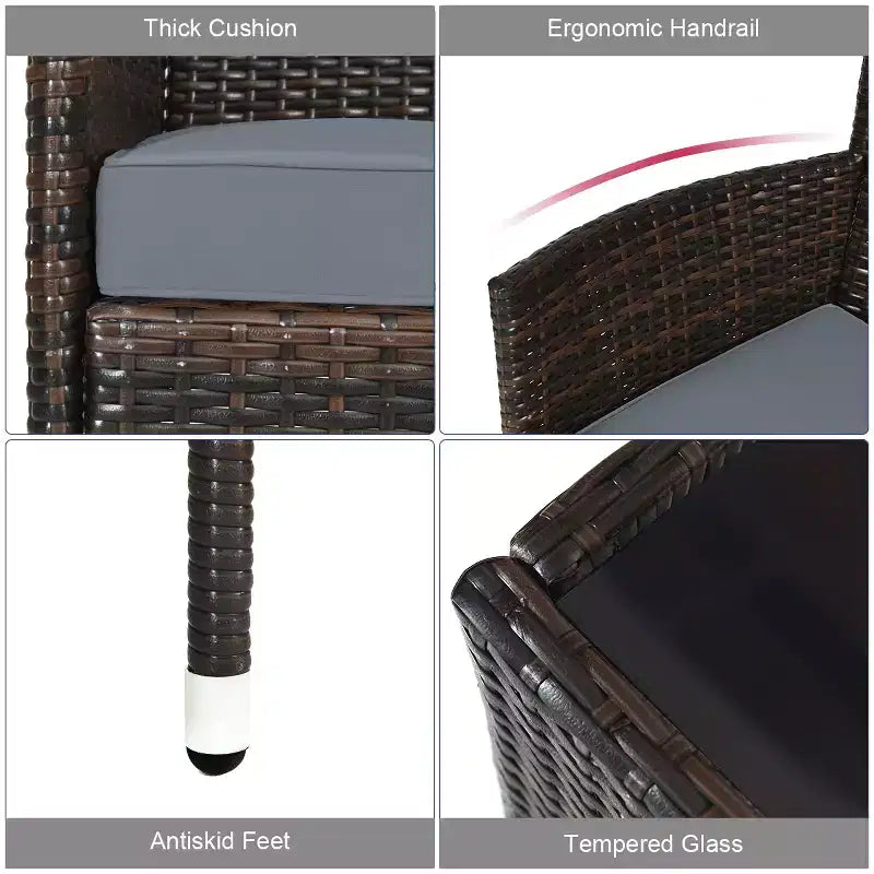 Costway Set da 4 mobili da esterno in rattan con tavolino e divano con cuscino turchese/rosso/grigio