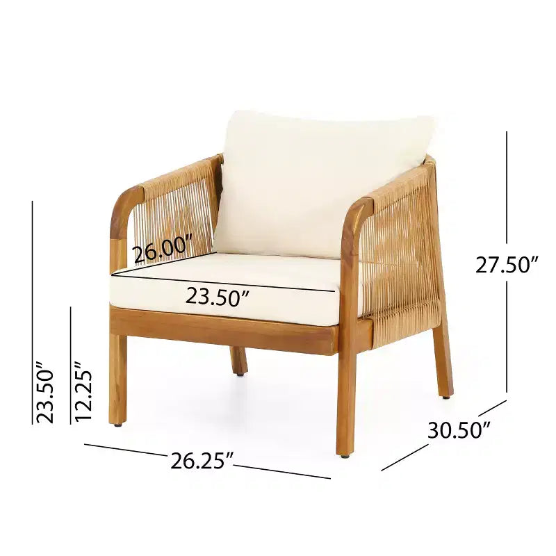 Christopher Knight Home Allerton Set da Salotto da Esterno a 4 Posti in Legno di Acacia e Vimini con Cuscini, Teak e Beige