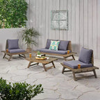 Christopher Knight Home Sedona Salotto da Esterno a 4 Posti in Legno di Acacia con Cuscini