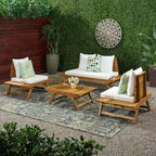 Christopher Knight Home Sedona Salotto da Esterno a 4 Posti in Legno di Acacia con Cuscini