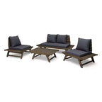 Christopher Knight Home Sedona Salotto da Esterno a 4 Posti in Legno di Acacia con Cuscini