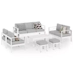 Set di mobili da patio da esterno in alluminio Heynemo con poggiapiedi, divano componibile in metallo da esterno con cuscino da 5 pollici e tavolino da caffè per balcone, giardino