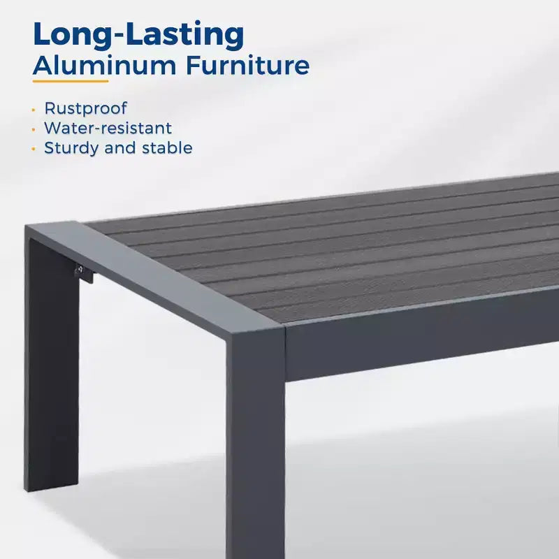 Set di mobili da patio da esterno in alluminio Heynemo con poggiapiedi, divano componibile in metallo da esterno con cuscino da 5 pollici e tavolino da caffè per balcone, giardino