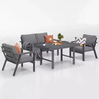 Heynemo Set Divani da Esterno in Alluminio da 5 Pezzi, Moderno Set Divano Sezionale in Metallo con Cuscini per Patio