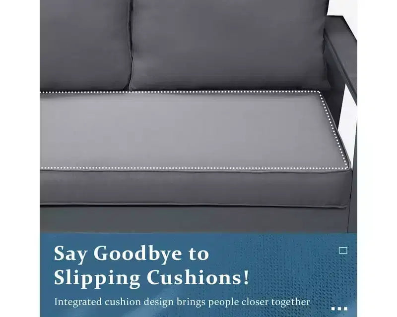 Heynemo Set Divani da Esterno in Alluminio da 5 Pezzi, Moderno Set Divano Sezionale in Metallo con Cuscini per Patio