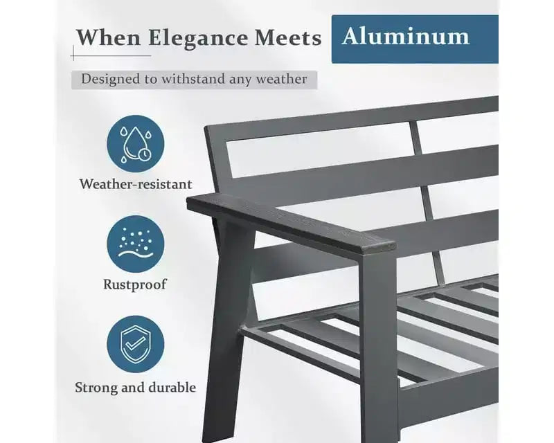 Heynemo Set Divani da Esterno in Alluminio da 5 Pezzi, Moderno Set Divano Sezionale in Metallo con Cuscini per Patio