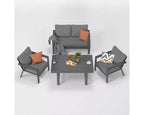 Heynemo Set Divani da Esterno in Alluminio da 5 Pezzi, Moderno Set Divano Sezionale in Metallo con Cuscini per Patio