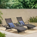 GDFStudio Soleil Set Salotto a Sdraio Regolabile da Esterno in Vimini a 3 Pezzi con Braccioli