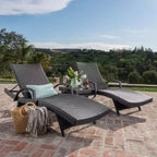 GDFStudio Soleil Set Salotto a Sdraio Regolabile da Esterno in Vimini a 3 Pezzi con Braccioli