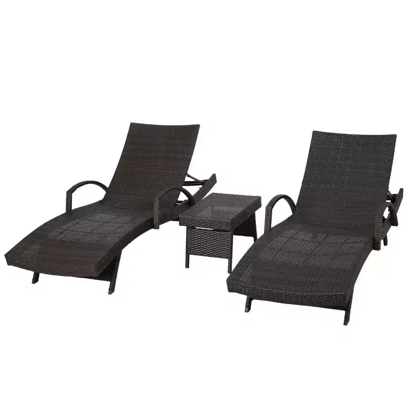 GDFStudio Soleil Set Salotto a Sdraio Regolabile da Esterno in Vimini a 3 Pezzi con Braccioli