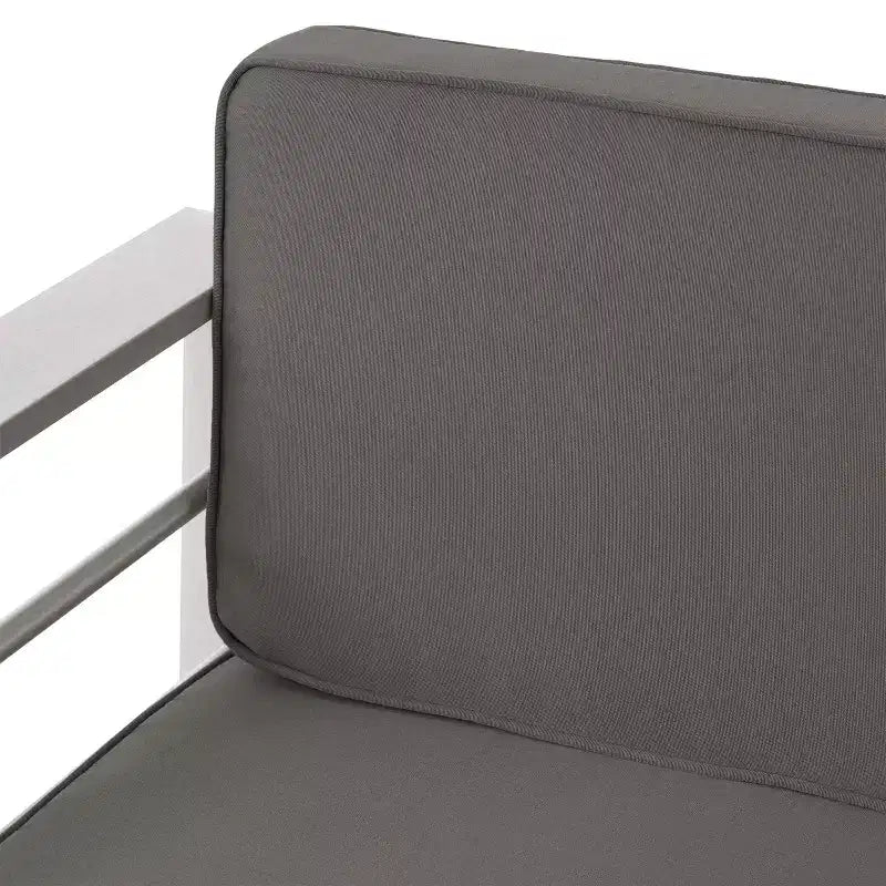 GDFStudio Crested Bay, Set da conversazione da esterno a 4 posti in alluminio con focolare grigio chiaro