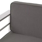 GDFStudio Crested Bay, Set da conversazione da esterno a 4 posti in alluminio con focolare grigio chiaro