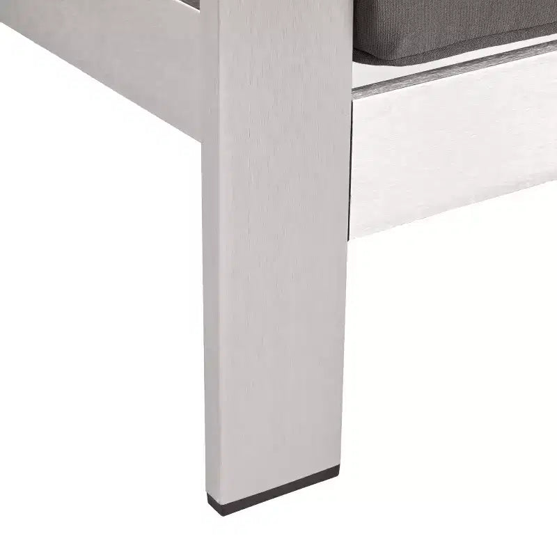 GDFStudio Crested Bay, Set da conversazione da esterno a 4 posti in alluminio con focolare grigio chiaro