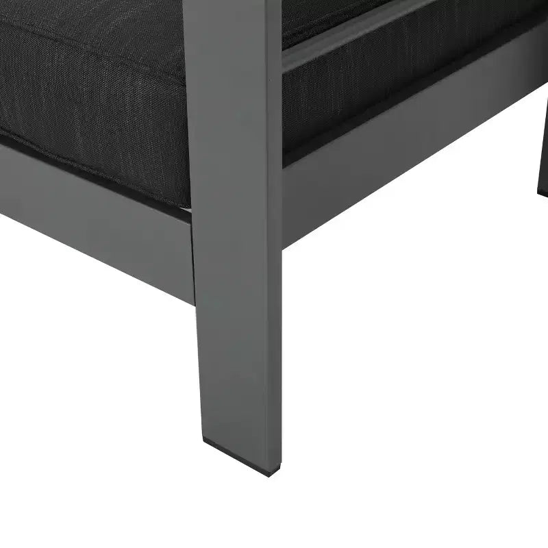 GDFStudio Crested Bay, Set da conversazione da esterno a 4 posti in alluminio con focolare grigio chiaro