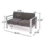 Ensemble de conversation extérieur 4 places GDFStudio Crested Bay en aluminium avec foyer gris foncé