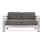 Ensemble de conversation extérieur 4 places GDFStudio Crested Bay en aluminium avec foyer gris foncé