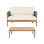 Set da salotto Christopher Knight Home Gilda con divanetto e tavolino da caffè in legno di acacia e corda intrecciata