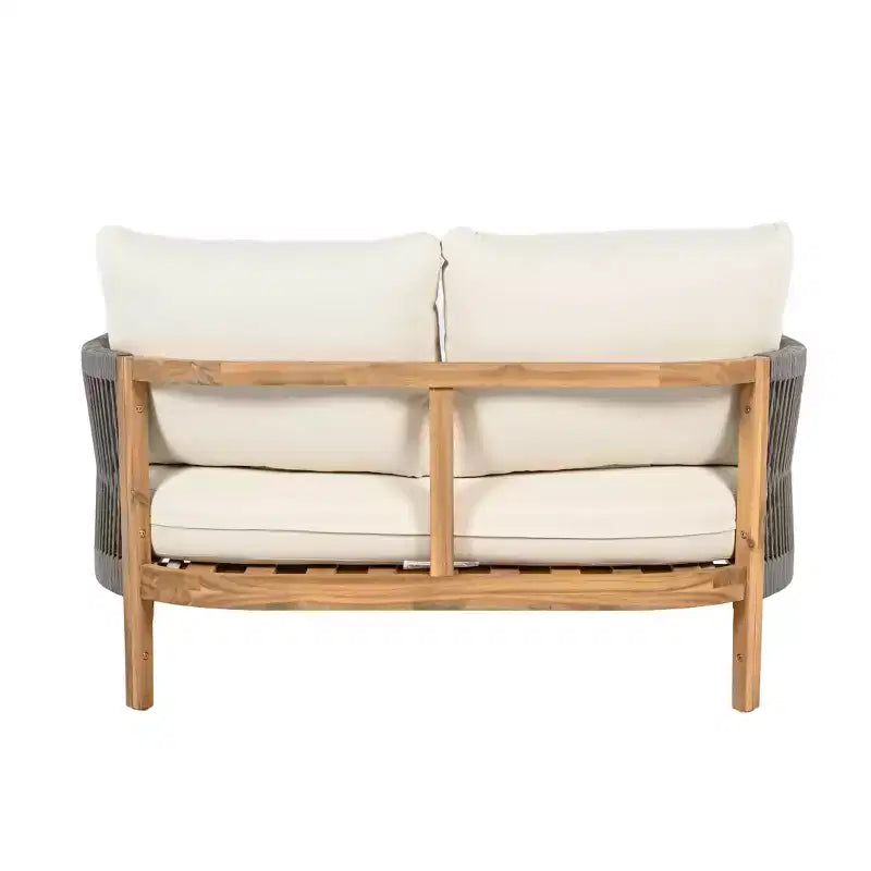 Set da salotto Christopher Knight Home Gilda con divanetto e tavolino da caffè in legno di acacia e corda intrecciata
