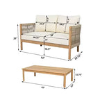 Set da salotto Christopher Knight Home Gilda con divanetto e tavolino da caffè in legno di acacia e corda intrecciata