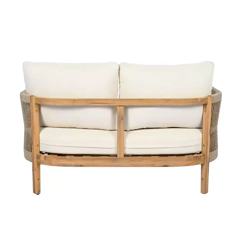 Set da salotto Christopher Knight Home Gilda con divanetto e tavolino da caffè in legno di acacia e corda intrecciata