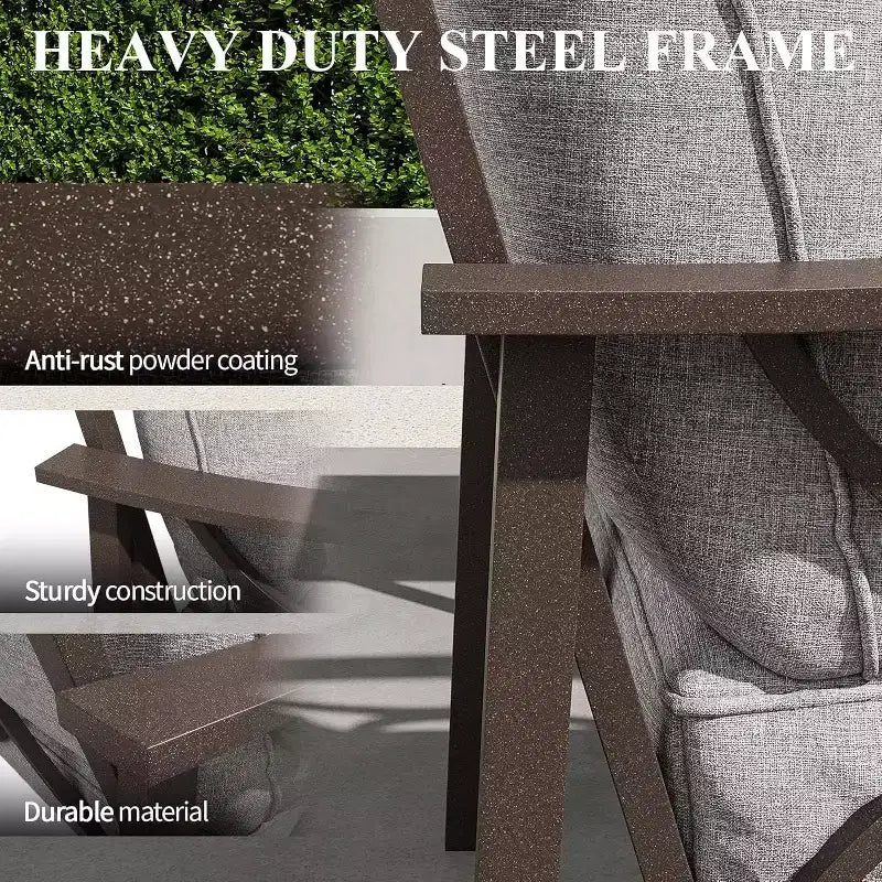 Heynemo Set di mobili da esterno per patio, 2 pezzi, set da conversazione da patio, set di mobili in metallo con divano a 3 posti