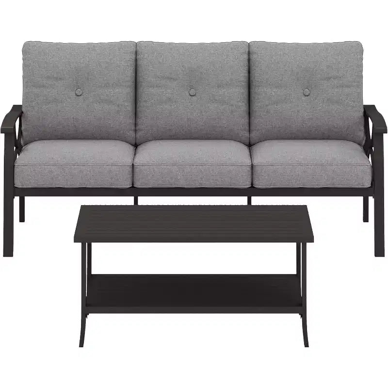 Heynemo Set di mobili da esterno per patio, 2 pezzi, set da conversazione da patio, set di mobili in metallo con divano a 3 posti