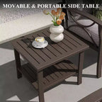 Heynemo Set di mobili da esterno per patio, 6 pezzi, con tavolino da caffè e poggiapiedi, set di mobili in metallo per portico e cortile, colore caffè
