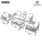 Set Divano Sezionale da Esterno a 4 Pezzi, Salotto da Giardino per 5 Persone con Cuscini e Tavolino da Caffè - ModernLuxe