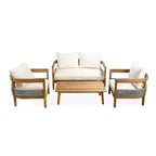 Christopher Knight Home Olympia, set da 4 pezzi per esterni in legno di acacia, beige/teak