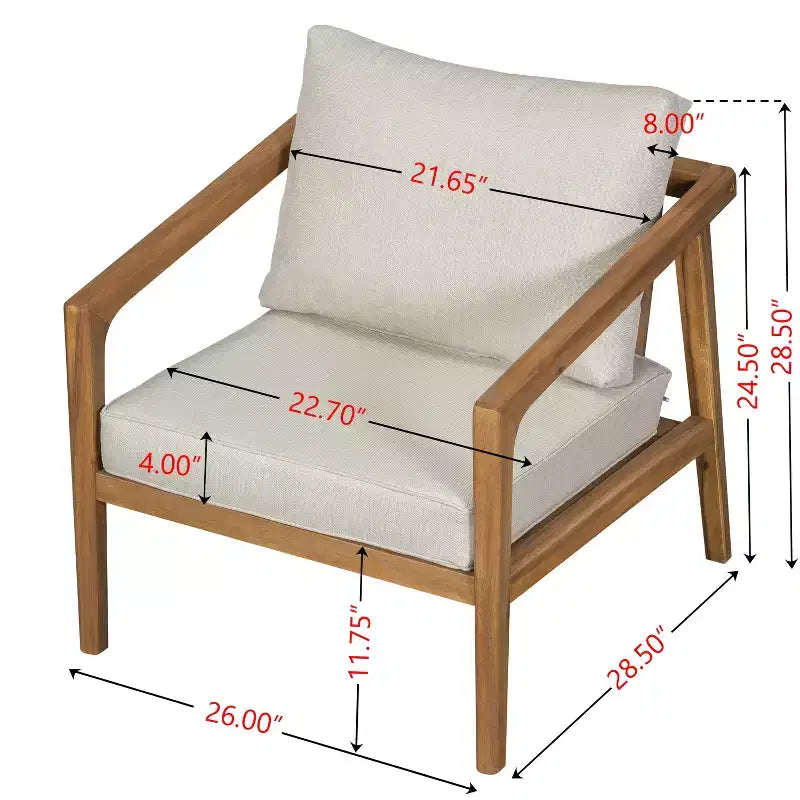 Christopher Knight Home Osborn Set 4 Pezzi da Esterno con Cuscino, in Legno di Acacia, Design a Doghe, Teak/Beige
