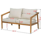 Christopher Knight Home Osborn Set 4 Pezzi da Esterno con Cuscino, in Legno di Acacia, Design a Doghe, Teak/Beige