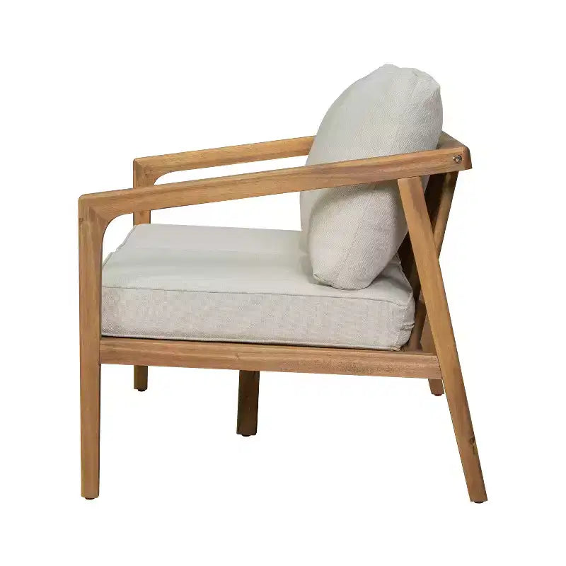 Christopher Knight Home Osborn Set 4 Pezzi da Esterno con Cuscino, in Legno di Acacia, Design a Doghe, Teak/Beige