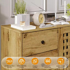 Meuble d'appoint Heynemo avec tiroirs, Meuble d'entrée avec pieds en chêne, Buffet décoratif en bois avec étagère réglable et portes, Naturel