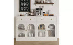 Heynemo Sideboard, Sideboard with Adjustable Shelves & 4 Doors, Kitchen Storage Sideboards with 2 Drawers, Wood Coffee Bar Table, White