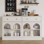 Heynemo Madia, Madia con Ripiani Regolabili e 4 Ante, Credenza da Cucina con 2 Cassetti, Tavolino da Caffè in Legno, Bianco
