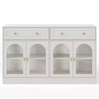 Heynemo Madia, Madia con Ripiani Regolabili e 4 Ante, Credenza da Cucina con 2 Cassetti, Tavolino da Caffè in Legno, Bianco