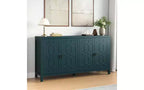 Heynemo Madia Credenza, Madia Credenza Moderna Mid-Century da 60'' con 4 Ante e Scaffali Regolabili, Madia Credenza per Ingresso, Blu Turchese