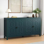 Heynemo Madia Credenza, Madia Credenza Moderna Mid-Century da 60'' con 4 Ante e Scaffali Regolabili, Madia Credenza per Ingresso, Blu Turchese